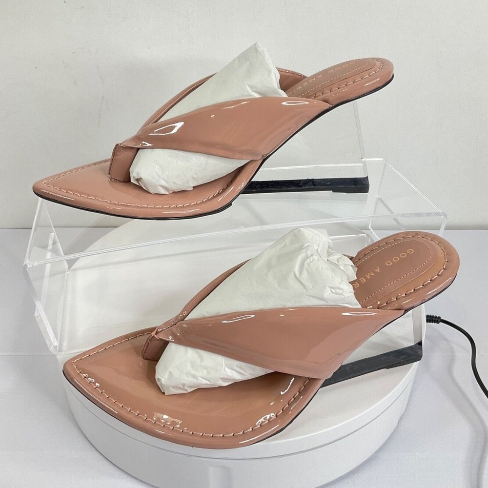 Good American Heels Womens Sz 7 Pink Dusty Patent Cinder F*cking Rella $260 Nwb - Picture 4 of 13